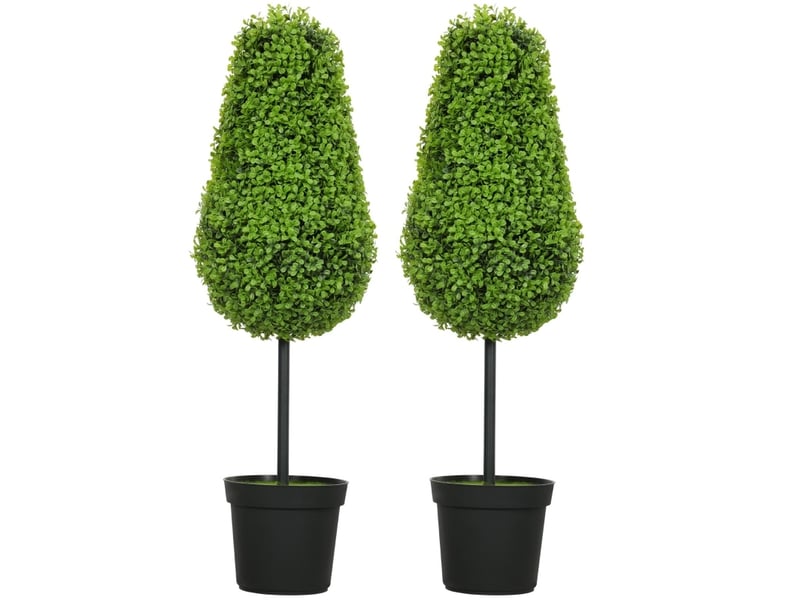  Lot de 2 buis artificiels 90 cm forme goutte en plastique vert  - Conforama A