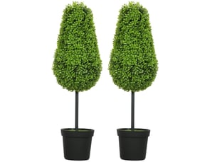 Lot de 2 buis artificiels 90 cm forme goutte en plastique vert