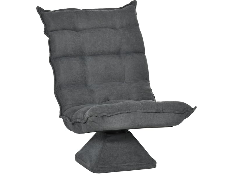  Fauteuil de sol modenvie pivotant avec dossier réglable, microfibre grise, 62 x 70 x 95 cm  - Conforama A