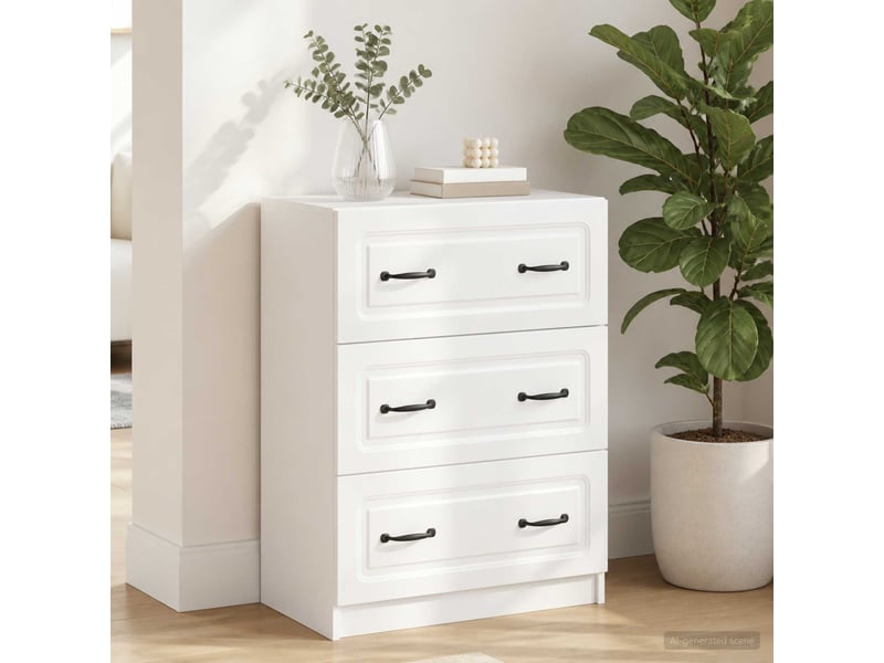  Armoire de rangement bureau, armoire à tiroirs 66 x 34,5 x 87 cm bois d'ingénierie blanc  - Conforama D