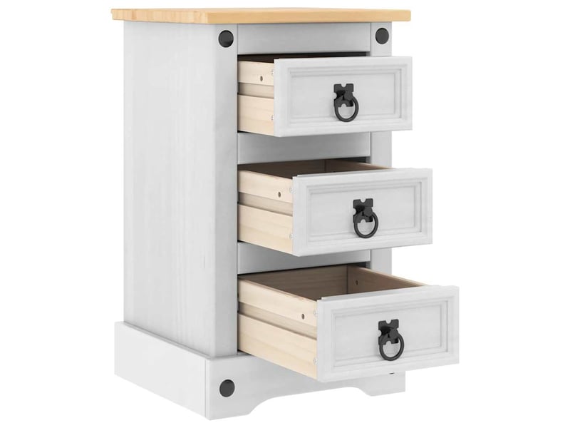  Table de chevet avec tiroir blanc 35 x 32,5 x 58 cm pin massif  - Conforama E