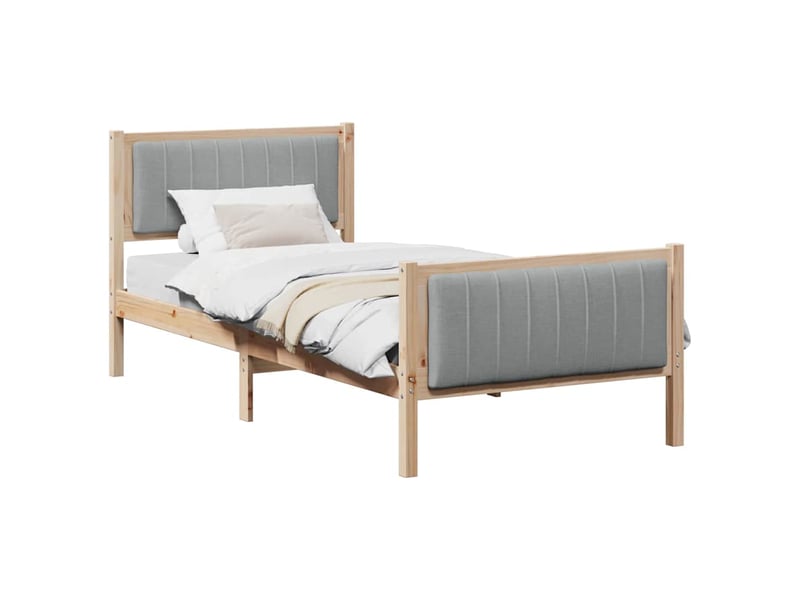  Lit simple- lit adulte -  cadre de lit avec tête de lit marron et gris clair 90 x 200 cm  - Conforama B