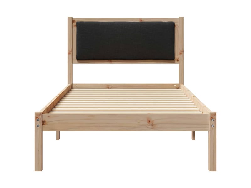  Lit simple- lit adulte -  cadre de lit avec tête de lit noir 90 x 200 cm pin massif  - Conforama D