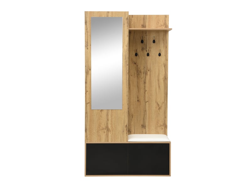  Vestiaire d'entrée avec miroir banc à chaussures et 5 patères mdf 100 x 38 x 191 cm GL9978N - Conforama A