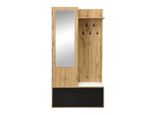 Vestiaire d'entrée avec miroir banc à chaussures et 5 patères mdf 100 x 38 x 191 cm