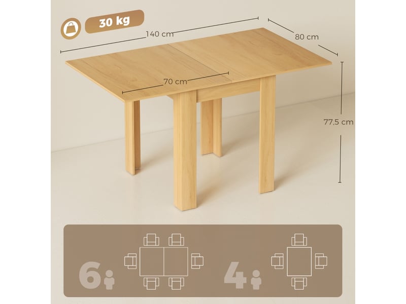  Table extensible pour 4 à 6 personnes avec plateau pliant, style moderne, pour cuisine et salle à manger  - Conforama D