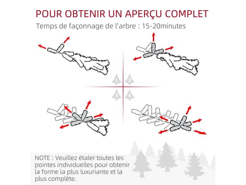  Sapin de noël artificiel, arbre de noël, base en acier, 390 branches épines, ø 55 x 195h cm, décoration de noël, vert  - Conforama W