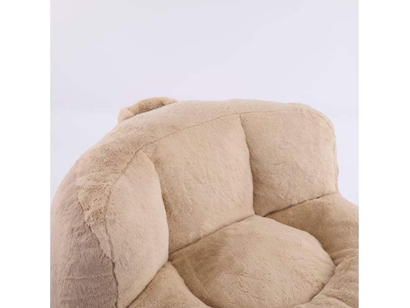  Fauteuil poire xxl 106x110x77 cm - multicolore marron et camel - tissu peluche et mousse déchiquetée  - Conforama E