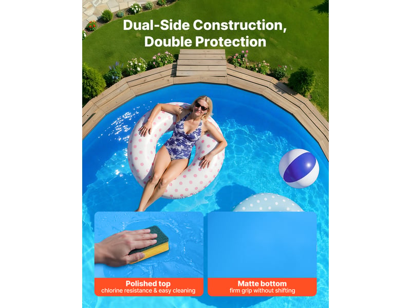  Vevor liner piscine hors-sol film intérieur de piscine ronde 350,5x120 cm bleu  - Conforama E