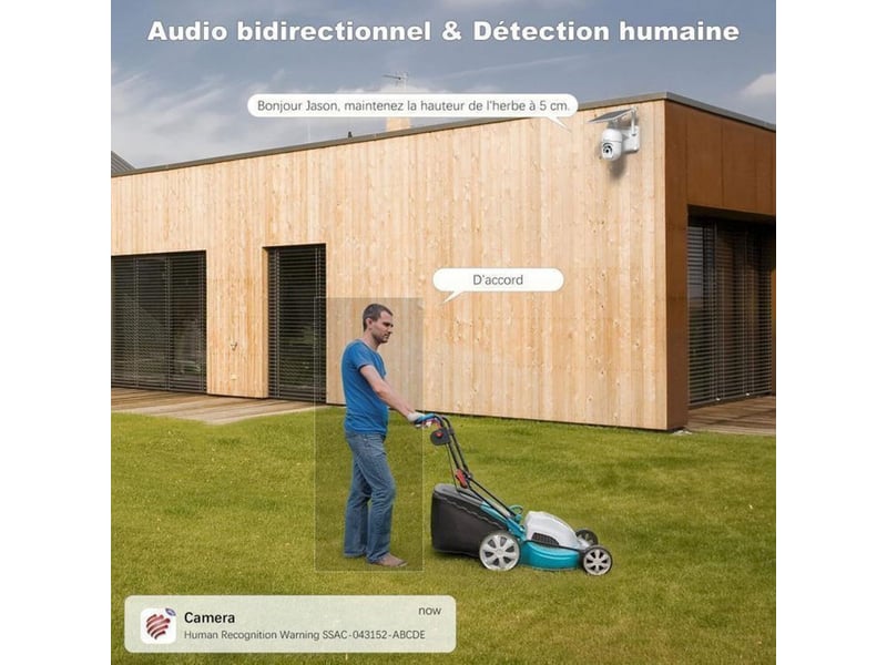  Camera de surveillance wifi exterieure 5mp ptz 355 90 vision couleur nocturne 30m ip66  - Conforama E