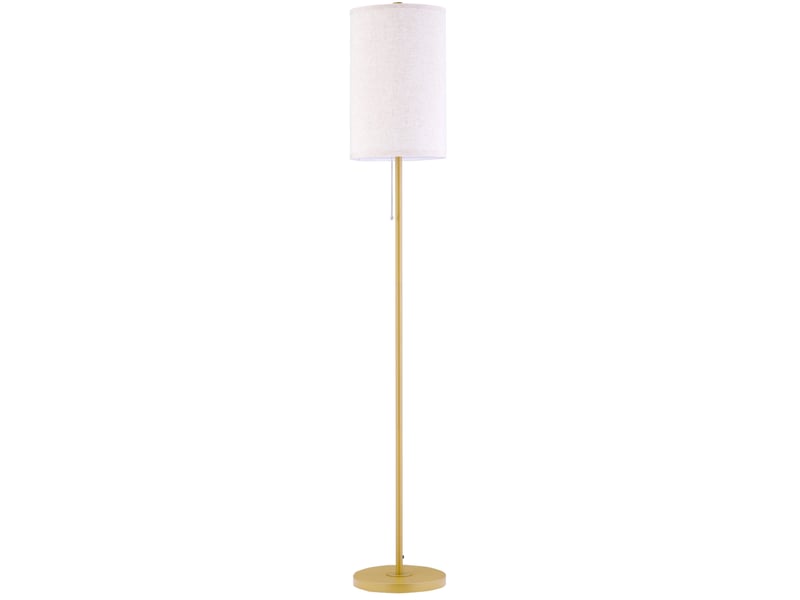  Lampadaire 157 cm avec abat-jour en lin, interrupteur à chaînette, structure en métal, blanc crème  - Conforama A