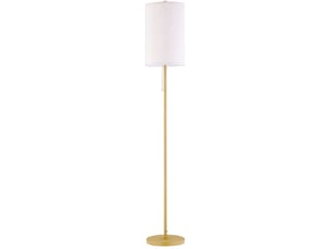 Lampadaire 157 cm avec abat-jour en lin, interrupteur à chaînette, structure en métal, blanc crème