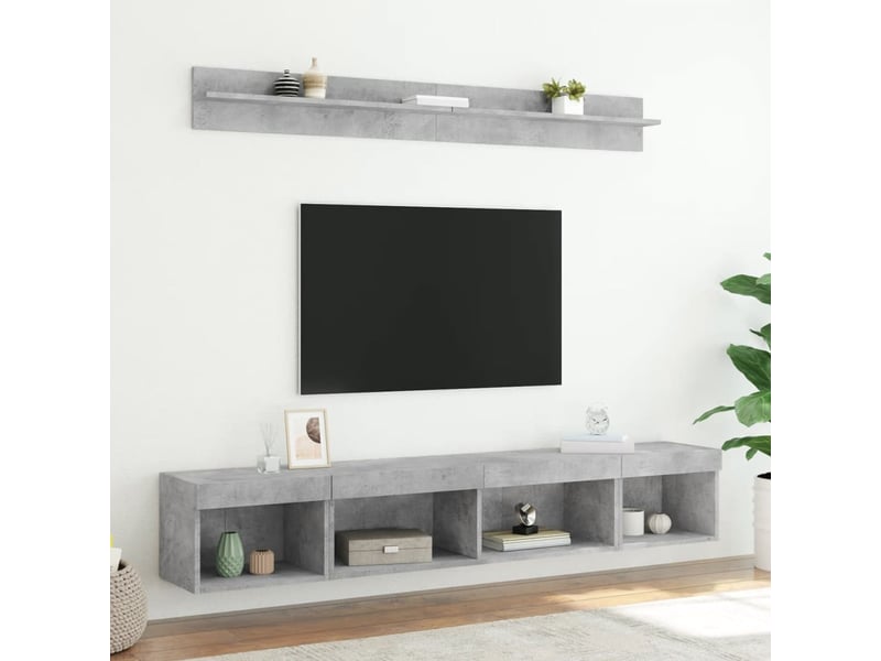  Unités murales tv avec led 5 pcs gris béton bois d'ingénierie shl21232  - Conforama D