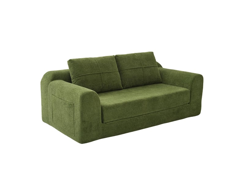  Canapé convertible 2 places avec accoudoirs en velours vert W3607P437043 - Conforama B