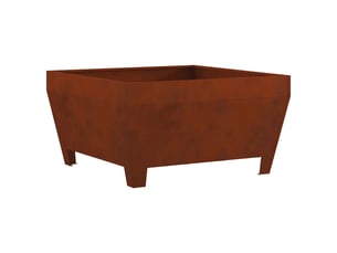 Brasero exterieur, foyer rouillé 80x80x43 cm acier patiné