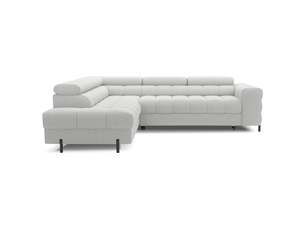 Canapé convertible gris clair ferrum 5 places angle gauche avec têtières 276x93x200cm