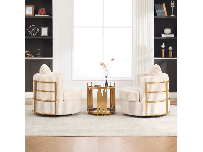  Fauteuil de loisirs pivotant 360° 76 x 79 x 78 cm – beige – rangement sous assise et confort enveloppant  - Conforama B