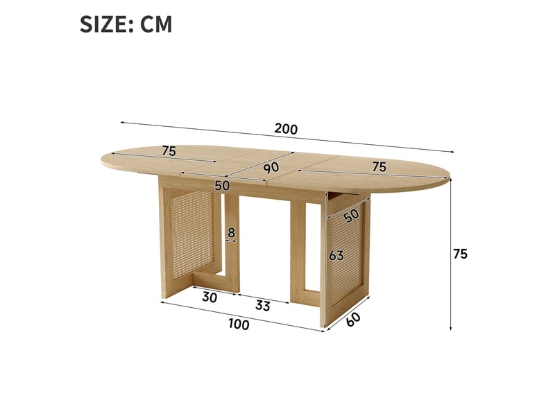 Table à manger extensible 150x90 cm à 200x90 cm mdf chêne - Conforama E