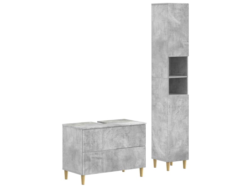 Ensemble de 2 meubles de salle de bain arnhem gris béton cf63071 - Conforama A