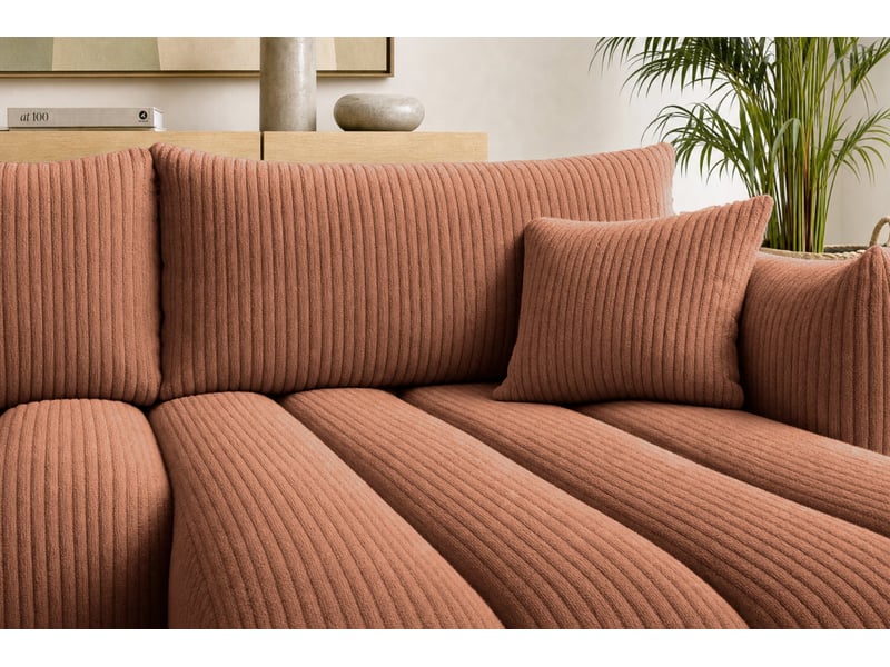  Moorea - canapé d'angle convertible gros velours côtelé 4 places terracotta  - Conforama E