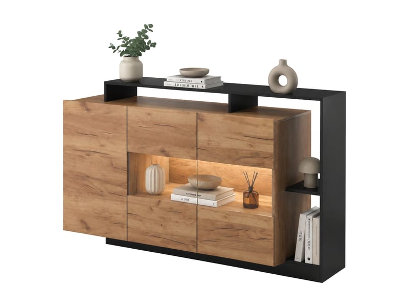  Crédence hafa, buffet 7 étagères, 155x44x94h cm chêne marron Hafa - Conforama A