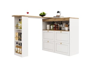 Bar coloris blanc <strong>MERAX</strong> <strong>table de bar blanc</strong> - 204 cm