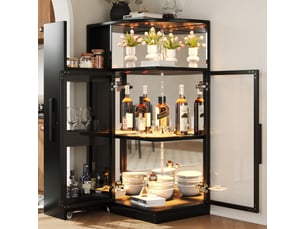 Vitrine led extensible 64x42x112 cm, meuble de collection avec double vitrage trempé, range-bouteilles, panneaux de particules, noir