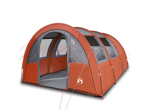 Tente de camping, tente tunnel 4 personnes gris et orange imperméable shl24094
