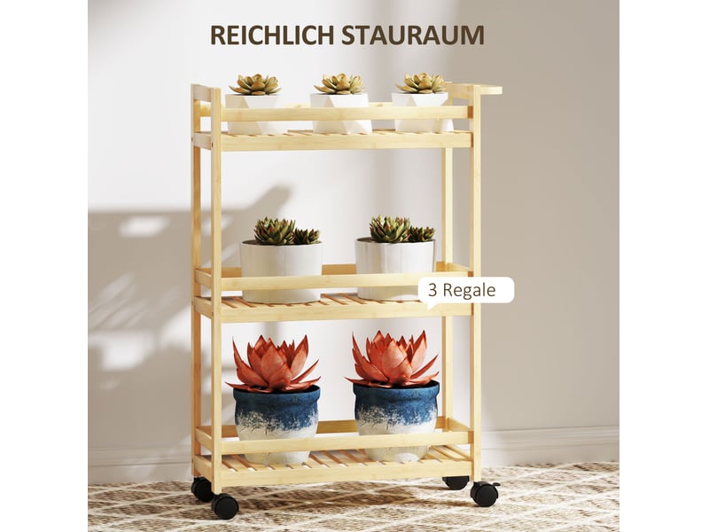  Desserte de cuisine 55x20x75 cm à 3 niveaux en bois couleur naturelle  - Conforama C