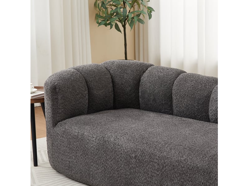  Méridienne 2 places sans accoudoirs en tissu chenille gris anthracite  - Conforama E