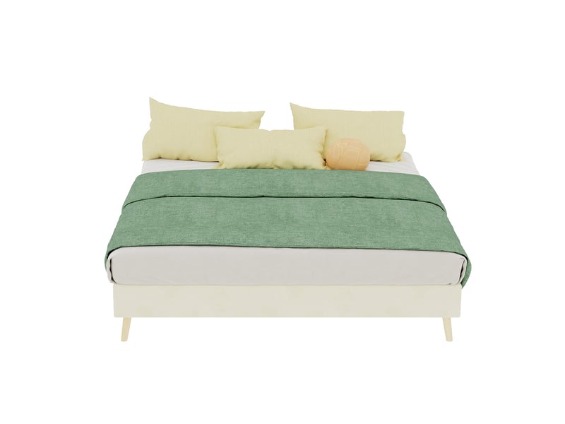 Cadre de lit en tissu et métal beige 140 x 200 cm - Conforama E