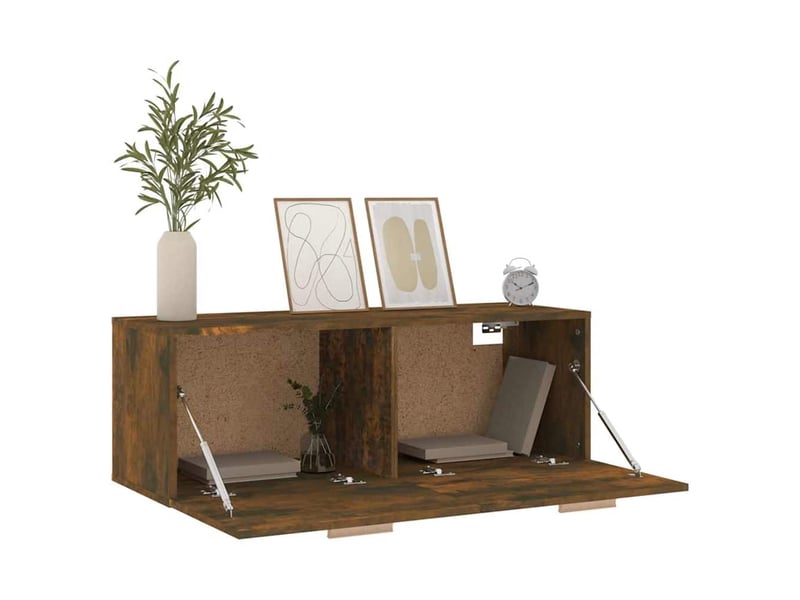  Armoire murale salon chêne fumé 100x36,5x35cm bois d'ingénierie shl9893  - Conforama D