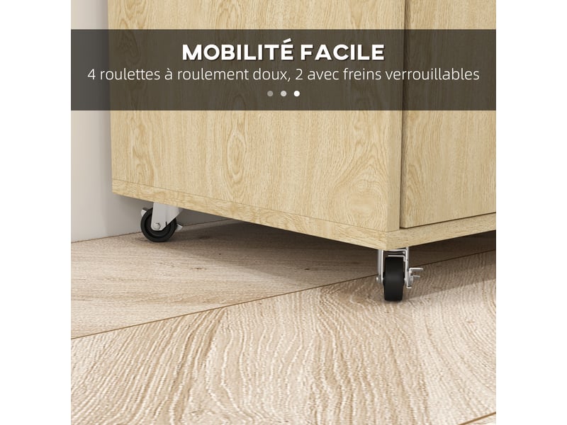  Desserte chariot cuisine multi rangements avec 75 x 40 x 80,5 cm roulettes  - Conforama W
