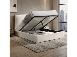 Lit coffre 140x190 cm <strong>MOBILIER DECO</strong>  <strong>JUNA-140X190-BEI</strong> coloris beige