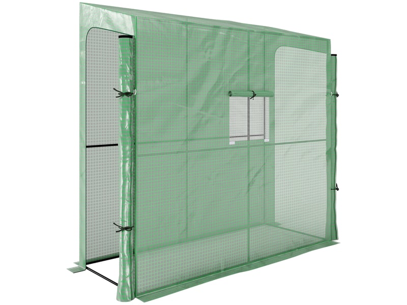  Serre adossée, châssis froid, portes enroulables, résistante aux intempéries, 200 cm x 80 cm x 200 cm, verte  - Conforama A
