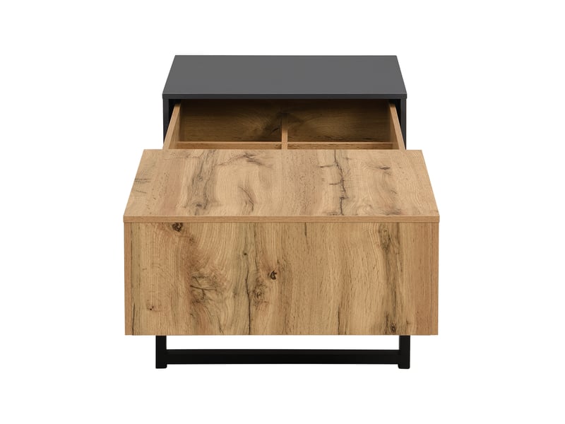  Table basse coulissante avec rangement - naturel - panneau de particules - supports métalliques 155x55x40cm - Conforama R