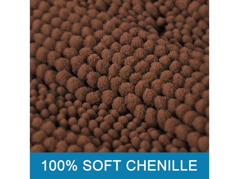  Tapis de baintapis de bain, couleur café, 43*61cm + 51*81cm, ensemble de 2 pièces, tapis de bain antidérapant extra épais en chenille  - Conforama B