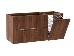 Meuble sous vasque suspendu avec panier à linge 2t novo l.120 cm effet noyer warmia
