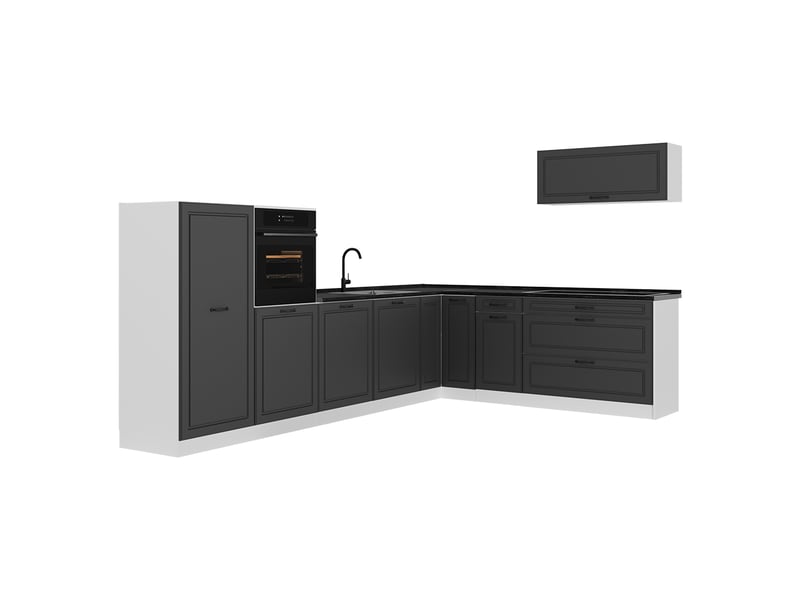 Vicco cuisine en angle, anthracite campagneblanc, 327 x cm plan de travail anthracite - Conforama A
