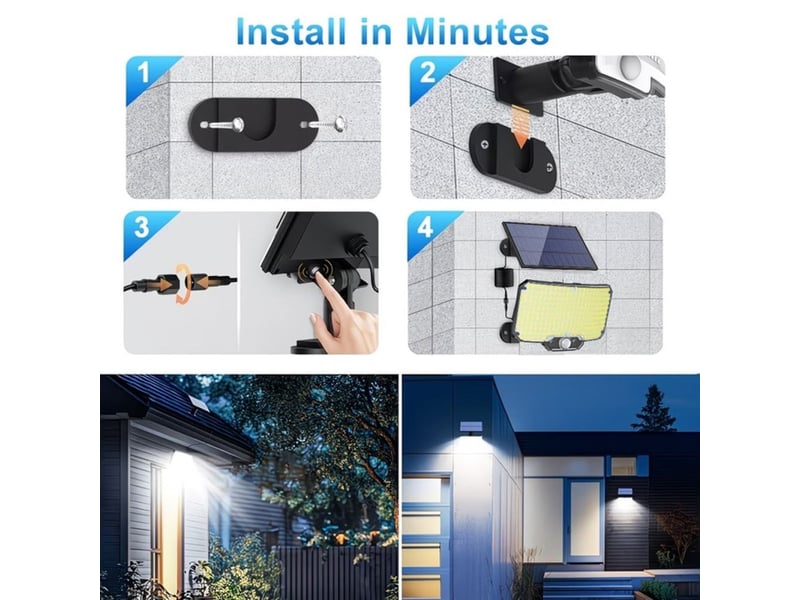  Eclairage solaire mural exterieur 234 led detecteur pir 3-5 m panneau separe 5 m telecommande ip65 noir 800 lm 105073_AADIR83646_6_DROPFR - Conforama D