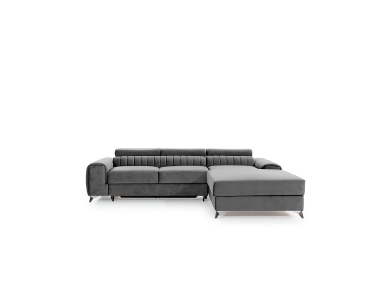 Canapé d'angle droit gris convertible 3 places jayson avec coffre - Conforama A