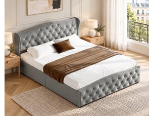 Lit coffre 140x190 cm <strong>YYXLDYNB</strong>  <strong></strong> coloris gris