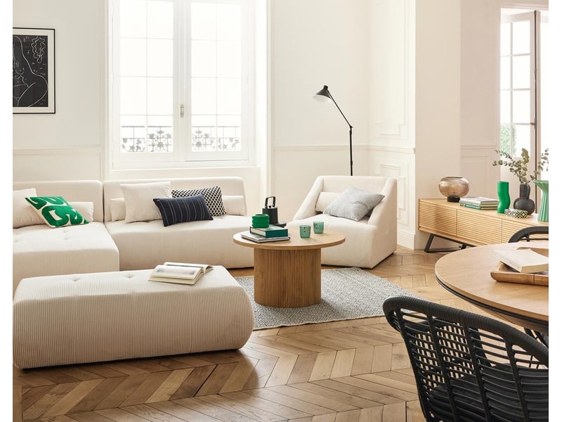  Onyx - canapé modulable d'angle gauche 5 places - en velours côtelé - lisa design - beige ONYX - Conforama B