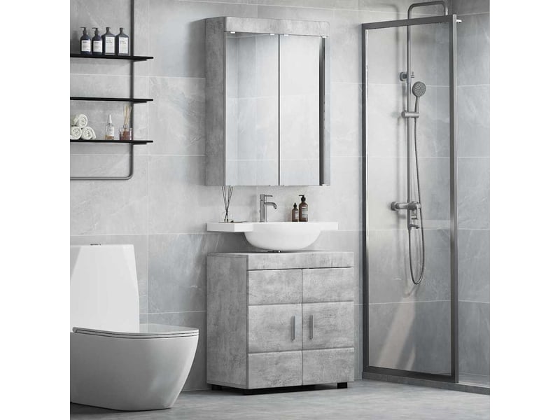 Ensemble de mobilier de salle de bain tulum 2 pc gris béton cf64711 - Conforama B