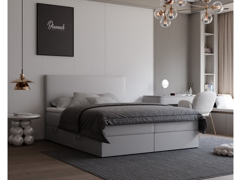Lit coffre giulia - 180x200 cm - avec matelas et surmatelas - éco-cuir - gris GIULIA - Conforama B