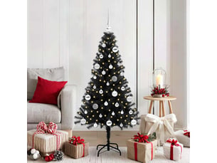 Sapin de noël, arbre de noël noir 150 cm pvc shl708