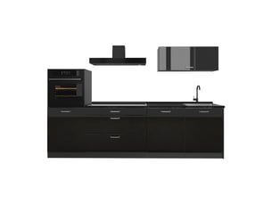 Vicco cuisine, noir haute brillanceanthracite, 280cm sans plan de travail