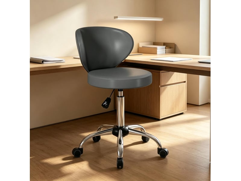  Tabouret de massage à roulettes pivotant à 360 degrés avec dossier et hauteur réglable 51 à 66 cm  - Conforama C