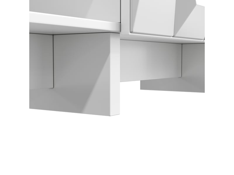  Meuble tv et table basse avec 4 portes, 180 x 34 x 44,5 cm, niche ouverte et façades en relief, panneaux de particules, blanc Morn Vibe - Conforama E