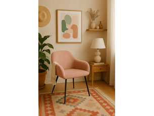 Petit fauteuil miro en velours côtelé rose